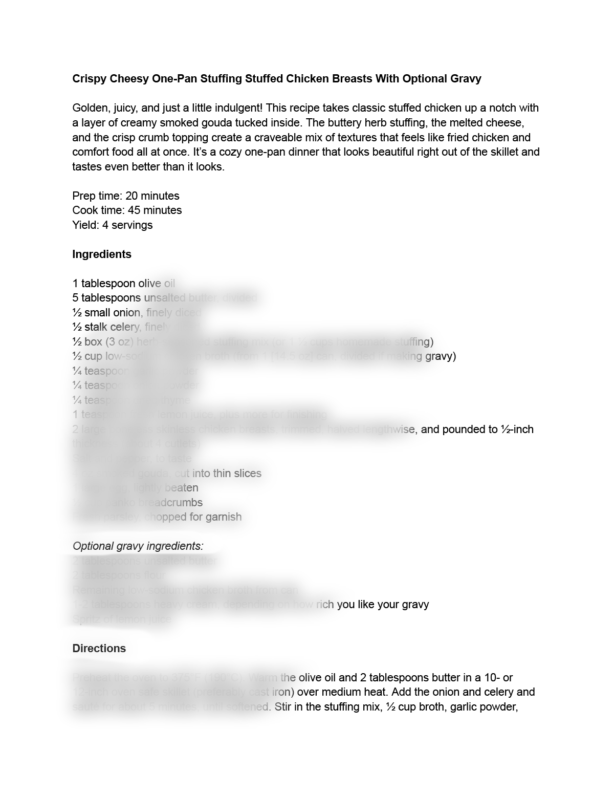 Crispy Cheesy One-Pan Stuffing Stuffed Chicken Breast Recipe With Optional Gravy (exclusive)